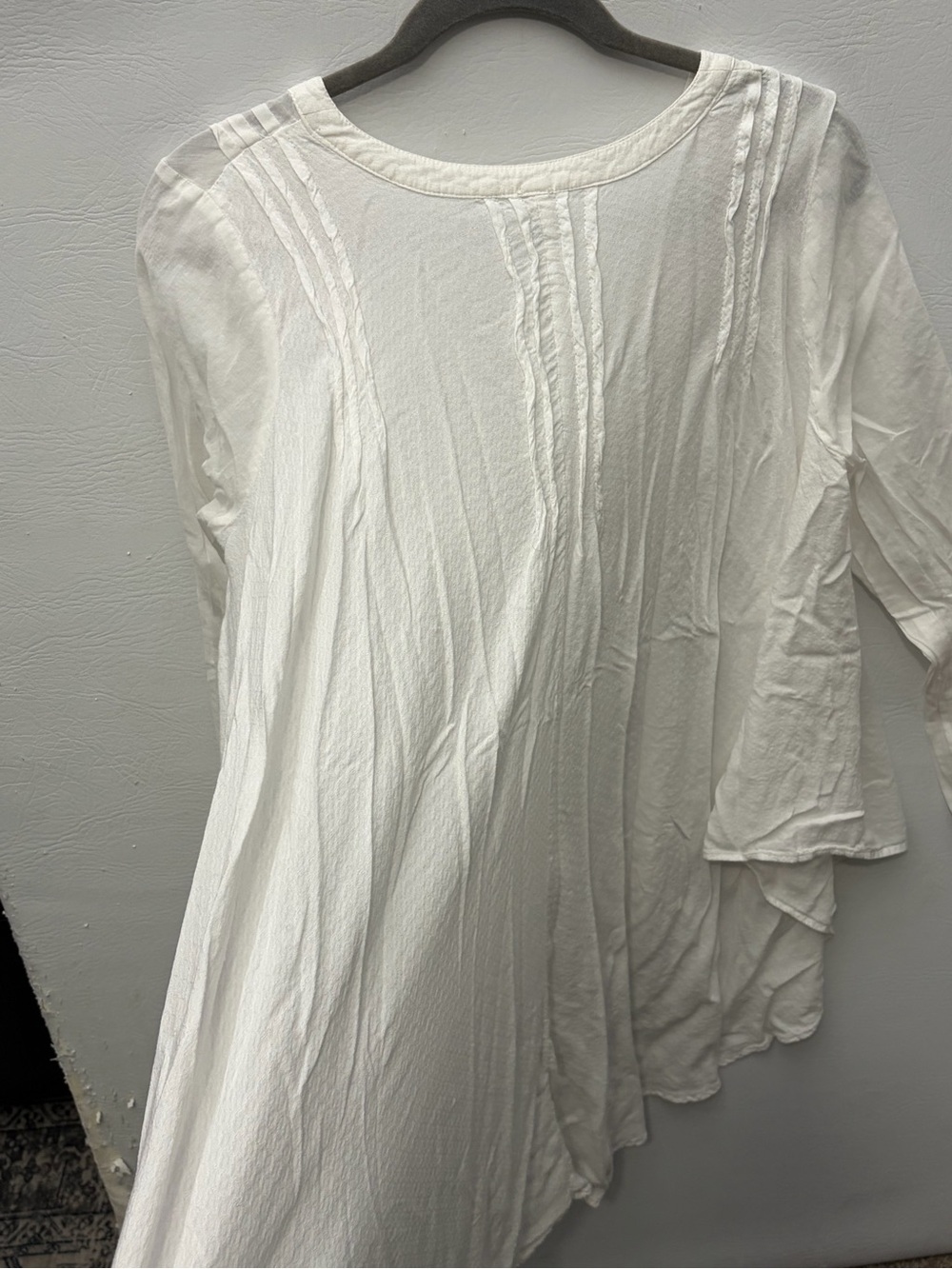 Free People White Pintuck Tie-Front Cotton Peasant Tunic Medium - Picture 5 of 10
